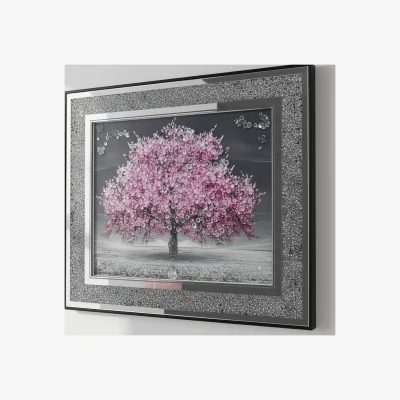 The Range Blossom Tree 3D Glitter Liquid Wall Art Crushed Diamond Crystal Framed Deco 45Cm -  PINK