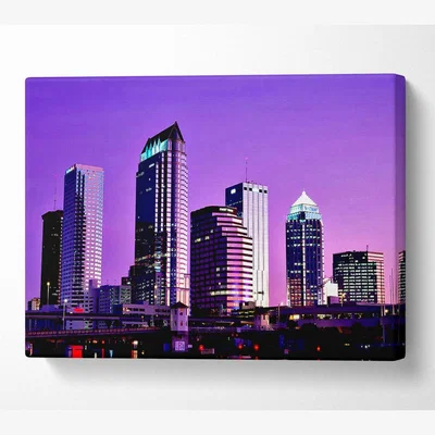 The Range Detroit Skyline Canvas Print Wall Art - Yellow / 101.6cm