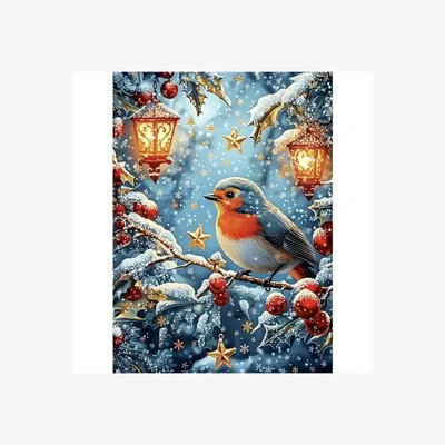 The Range Robin on a Snowy Branch Diamond Painting - Multi