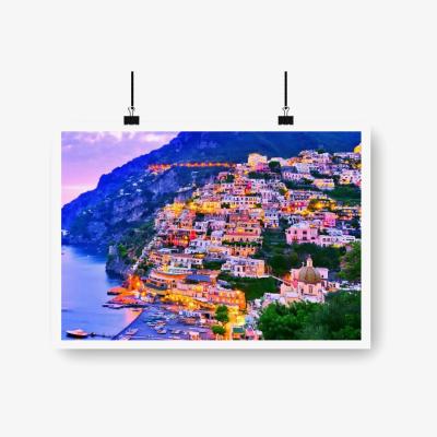 The Range Postiano At Dusk, Amalfi Coast, Italy Art Print - Blue / 84.1cm