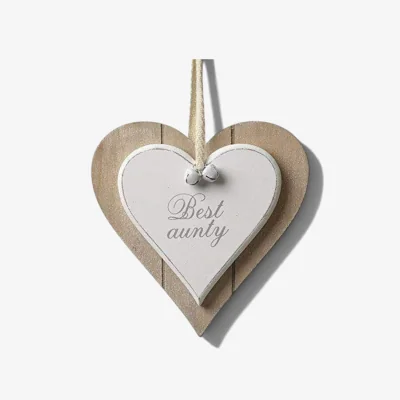 The Range Heaven Sends Shabby Chic Heart Hanging Best Aunty Plaque - White