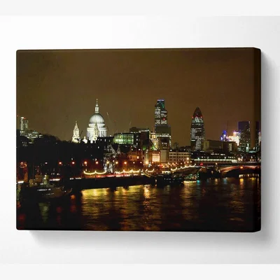 The Range London St Pauls At Night Canvas Print Wall Art - Yellow / 81.28cm