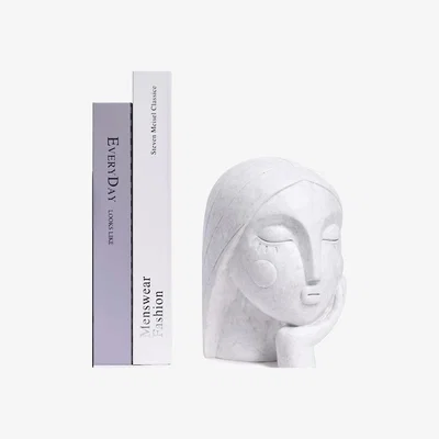 The Range Oriental Female Woman Statuette Bookend - White