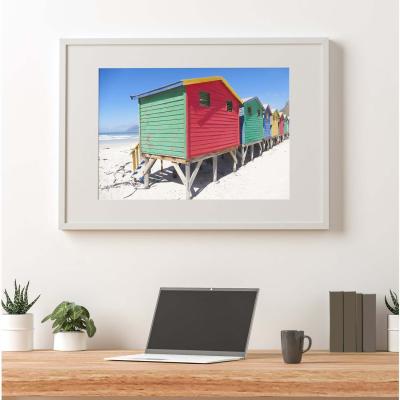 The Range Beach Cabins Art Print - Blue / 29.7cm