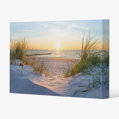 The Range Sunset at the Baltic Sea Beach Canvas Print - Yellow / 31cm / 41cm