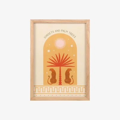 The Range Leopard Palm Framed Wall Art Print - 35x25cm