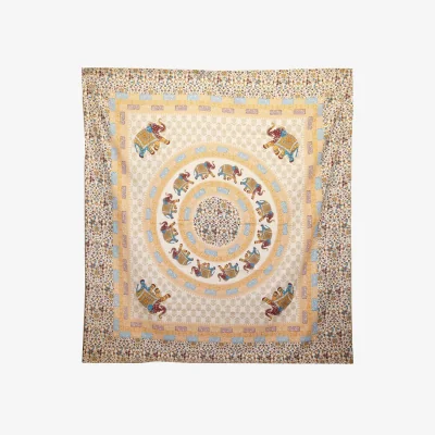 The Range Elephant Mandala Wall Hanging  Beach Spread - Brown  Orange on Cream - Brown