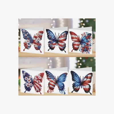 The Range Pack of 6 USA Butterflies  Cards - White Diamond Painting Kit – Diamond Art for Adults