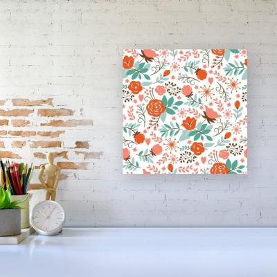 The Range Orange Floral Pattern Canvas Print - Orange / Medium