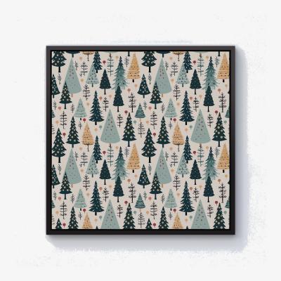 The Range Boho Inspired Christmas Tree Pattern Canvas Print - Green / 101.6cm / Black Frame