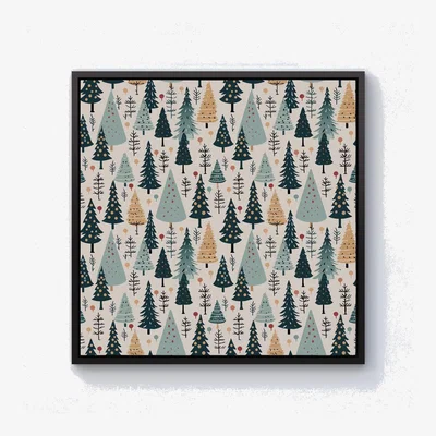 The Range Boho Inspired Christmas Tree Pattern Canvas Print - Green / 101.6cm / Black Frame