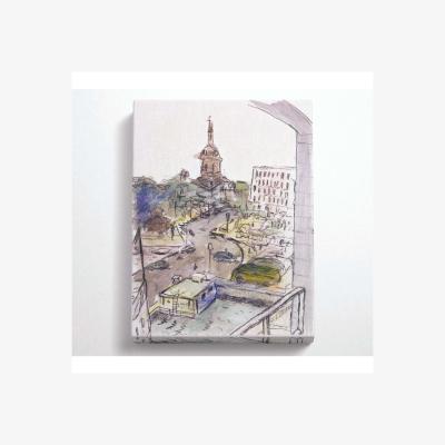 The Range Charcoal Town Canvas Print - Black / 35.56cm