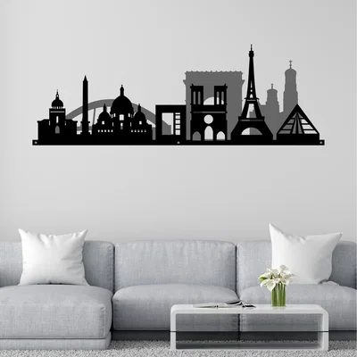 The Range Paris Skyline Metal Wall Art 2D - Grey/Black