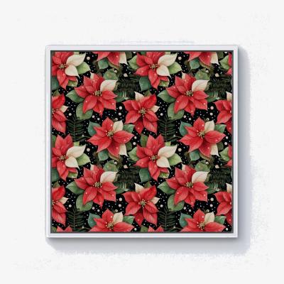 The Range Poinsettia, Watercolor Style Canvas Print - Red / 101.6cm / White Frame