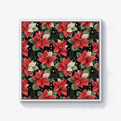 The Range Poinsettia, Watercolor Style Canvas Print - Red / 101.6cm / White Frame
