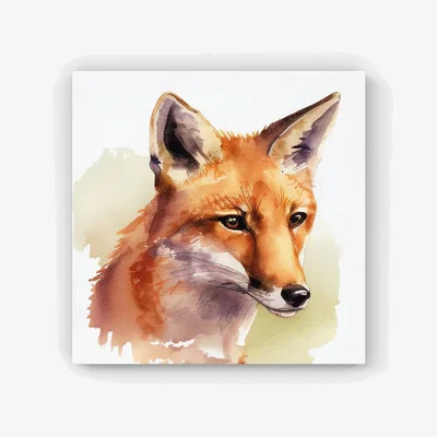 The Range Fox Watercolour HD Metal Print - Brown / 56cm