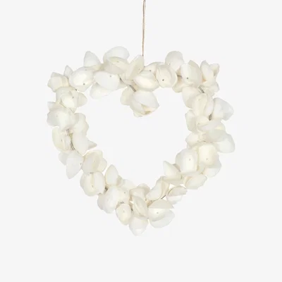 The Range Beachy Clamshell Heart Hanging Decor - Seaside Wall Art  Outdoor Decor - White
