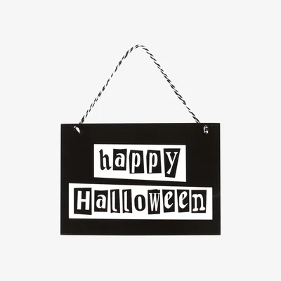 The Range Black and White Happy Halloween Hanging Sign - Black