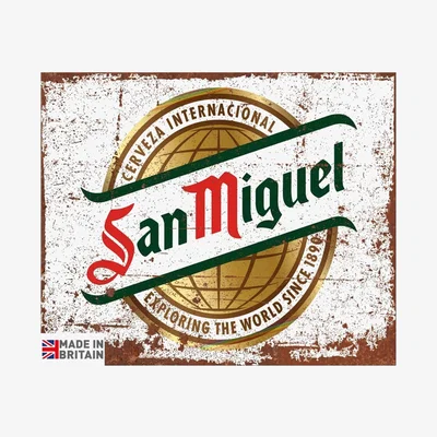 The Range Small Metal Sign Beer San Miguel - White