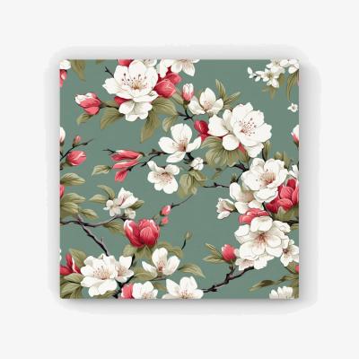 The Range Pink And White Blossom HD Metal Print - Green / 30cm