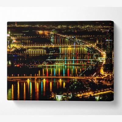 The Range Lights At Danube Vienna Canvas Print Wall Art - Yellow / 101.6cm