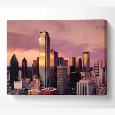 The Range City By Sunrise Canvas Print Wall Art - Yellow / 101.6cm