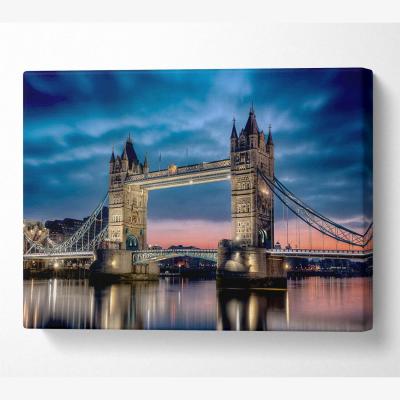 The Range London Tower Bridge At Dusk Canvas Print Wall Art - Yellow / 50.8cm