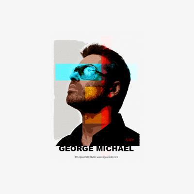 The Range George Michael Digital Impressionism - White