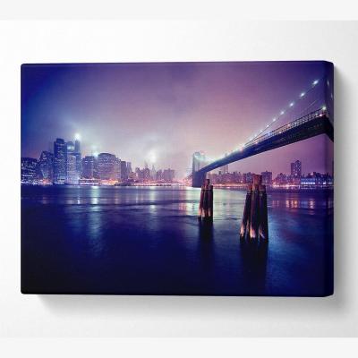 The Range City Nights Lights Canvas Print Wall Art - Yellow / 81.28cm