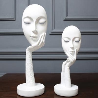 The Range Creative Thinking Face Figurine Sculpture - White / 29cm