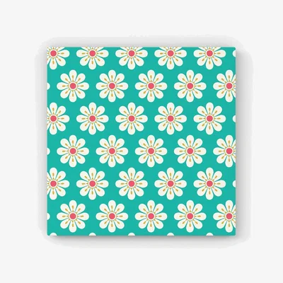 The Range Daisy Pattern HD Metal Print - Green / 40cm