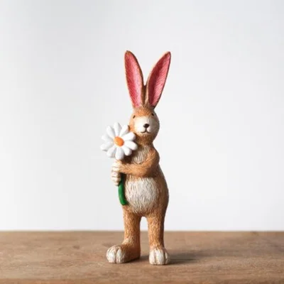 The Range Rabbit and Daisy Standing Ornament  - Brown