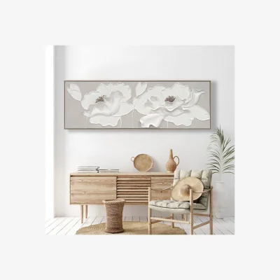The Range Neutral 3D Embellished Flower Canvas