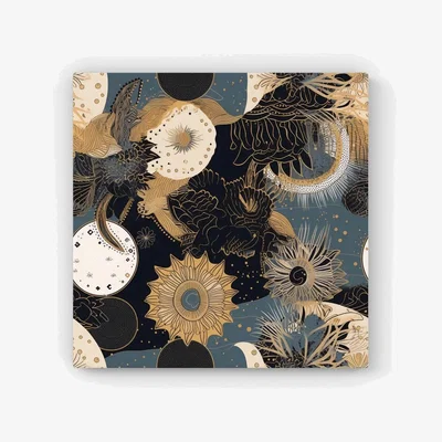 The Range Abstract Blue Gold Moon Sun HD Metal Print - Yellow / 30cm