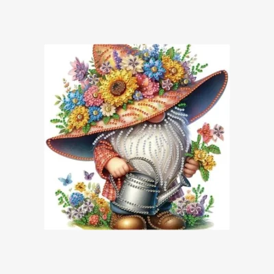 The Range Watering Can and Gardening Gnome Diamond Art Painting - multi
