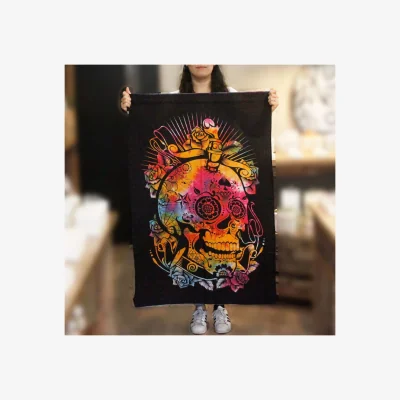 The Range Cotton Wall Art Day of the Dead Skull MultiColor - Multicolor