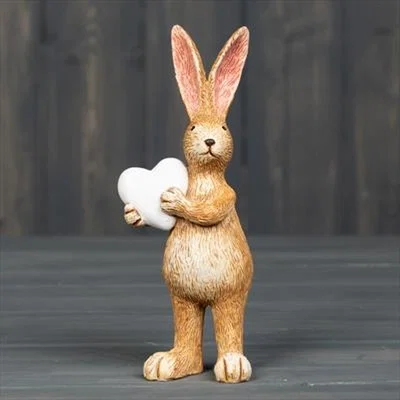 The Range Standing Rabbit Decoration with Heart - Brown