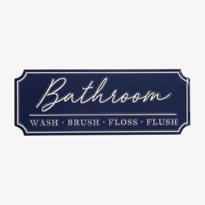 The Range Bathroom Embossed Metal Plaque - Navy