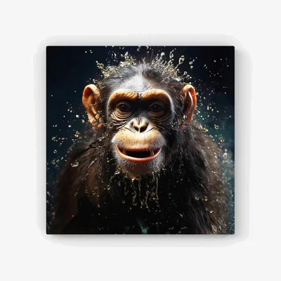 The Range Realistic Monkey Face Splashart HD Metal Print - Black / 56cm