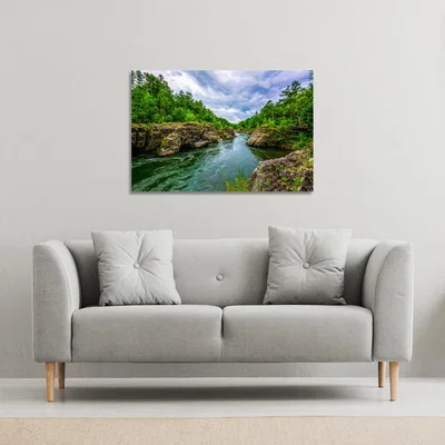 The Range River in mountain forest landscape Canvas Print - Green / 31cm / 41cm
