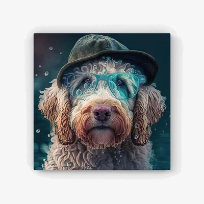 The Range Labradoodle Dog Splashart HD Metal Print - Neutral / 56cm