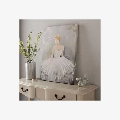 The Range Art for the Home Beautiful Ballerina Glitter Printed Canvas - Grey