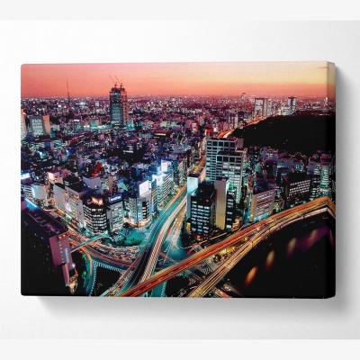 The Range Down Town Canvas Print Wall Art - Yellow / 35.56cm