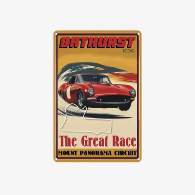 The Range Retro Race Poster Art Portrait Metal Wall Plaque - Home Décor Gift - Goodwood - Bathurst