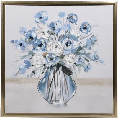 The Range Framed Floral Bouquet Canvas - Blue