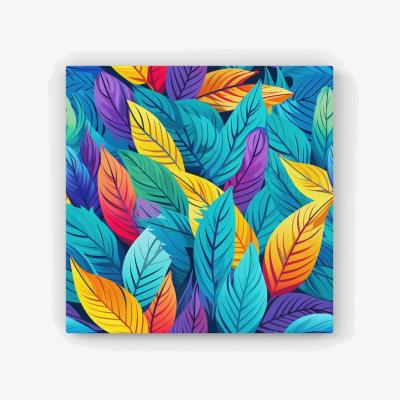 The Range Bright Colourful Leaves Canvas Print - Blue / 76.2cm
