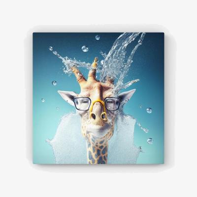 The Range Giraffe With Glasses Splashart Canvas Print - Blue / 76.2cm