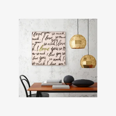The Range I Love You Handpainted Framed Art - Beige