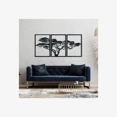 The Range METAL WALL ART -AFRIKA AGACI 120x60 CM - TEXTURE BLACK - Black