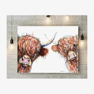 The Range Highland Cows Canvas - Brown / 24 x 16in